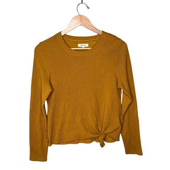 Madewell Texture & Thread Jacquard Knot-Front Top - Antique Gold - Picture 3 of 11